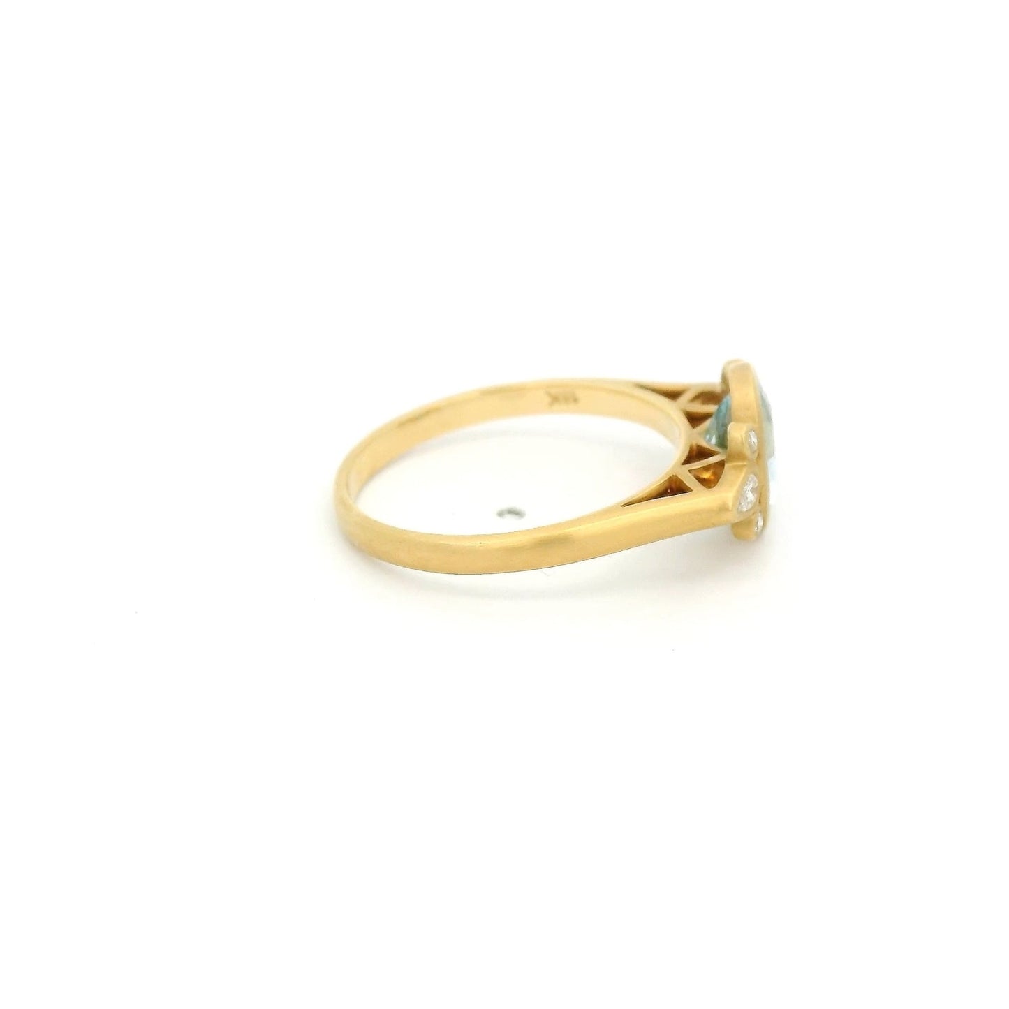 Bezel Set Oval Cut Aquamarine Ring with Round & Marquise Cut Diamonds - Forever Rox Fine Jewelry