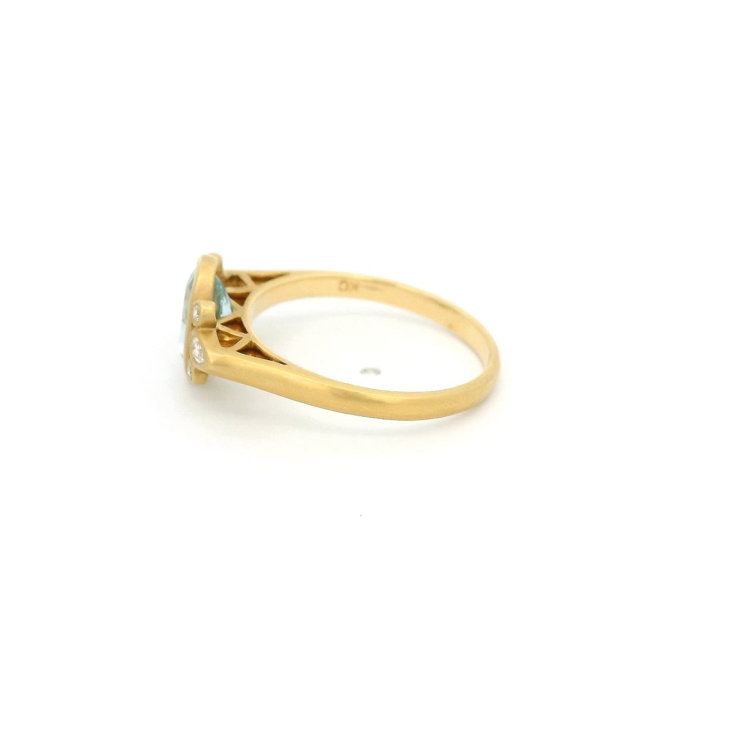 Bezel Set Oval Cut Aquamarine Ring with Round & Marquise Cut Diamonds - Forever Rox Fine Jewelry