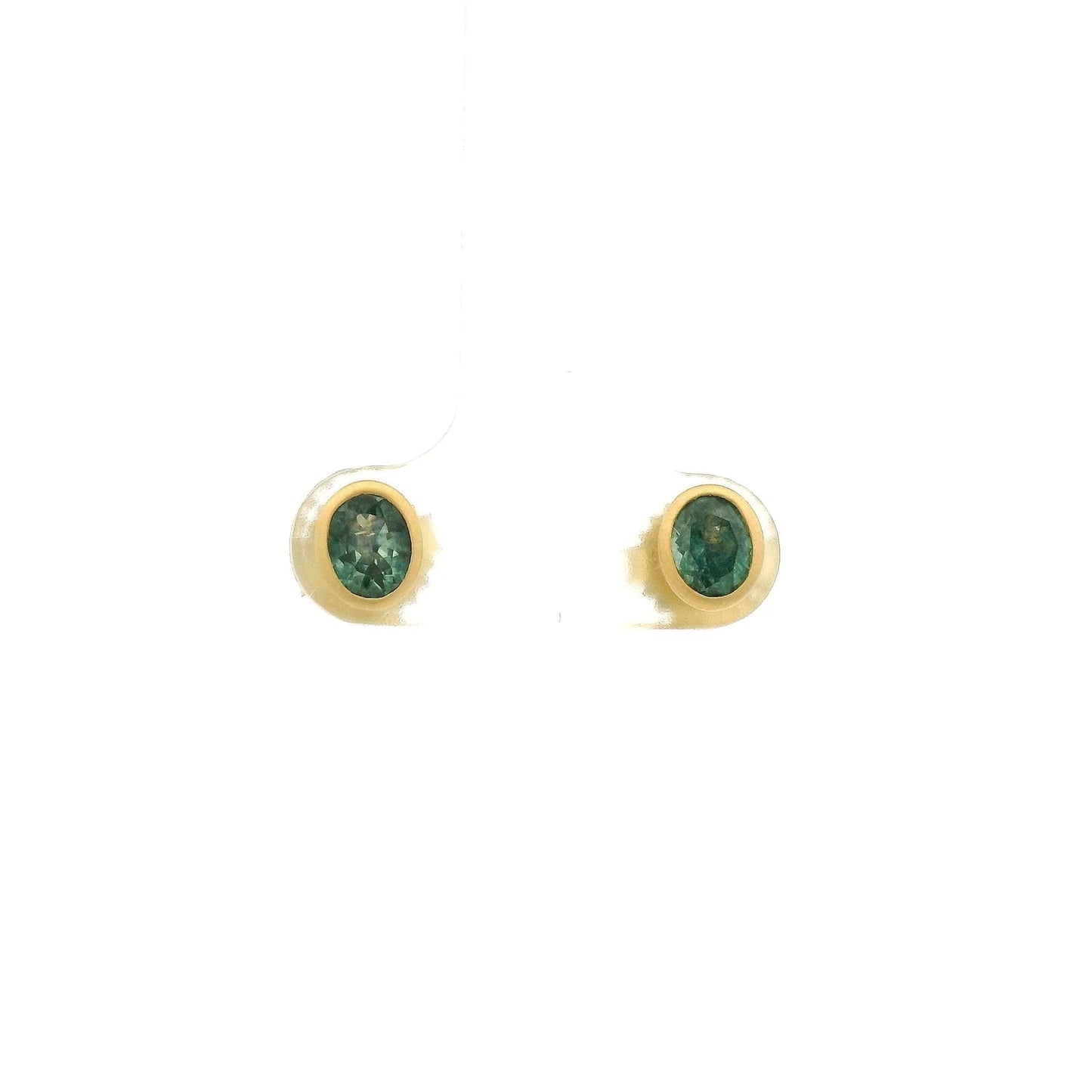 Bezel Set Oval Cut Montana Sapphire Studs - Forever Rox Fine Jewelry