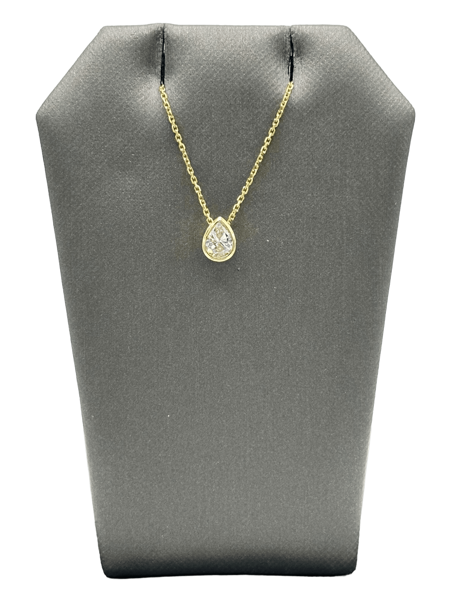 Bezel Set Pear Shape Diamond Pendant With Chain - Forever Rox