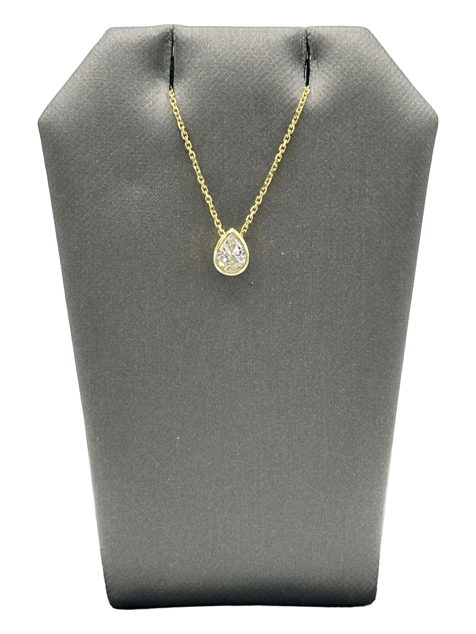 Bezel Set Pear Shape Diamond Pendant With Chain - Forever Rox