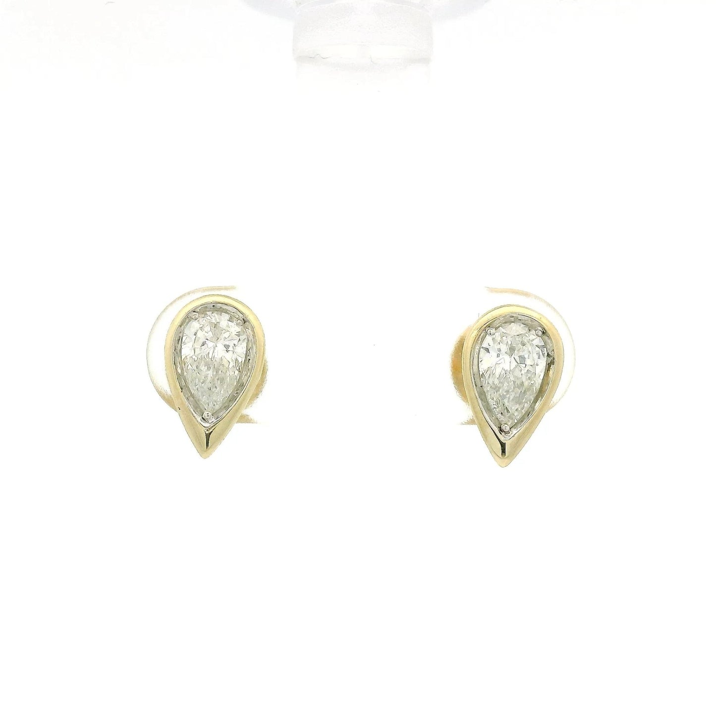 Bezel Set Pear Shape Diamond Studs - Forever Rox