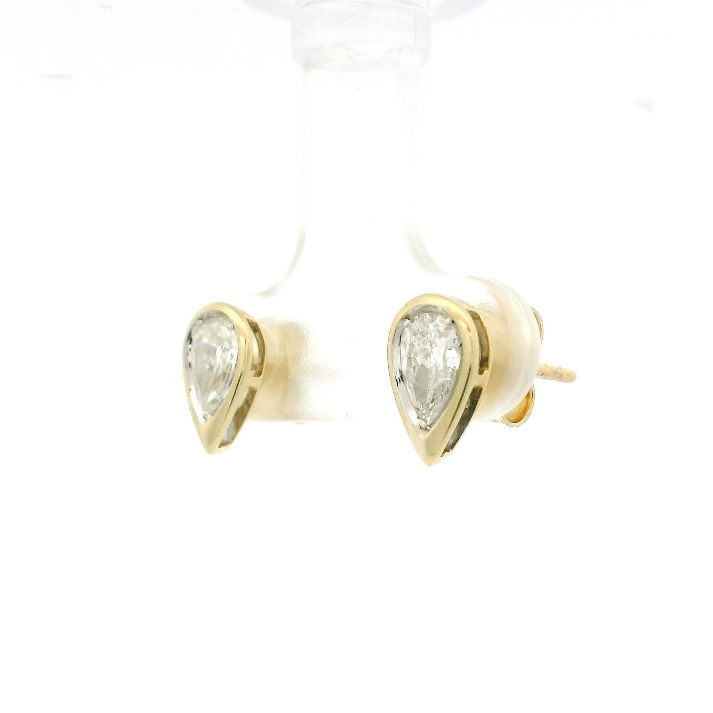Bezel Set Pear Shape Diamond Studs - Forever Rox