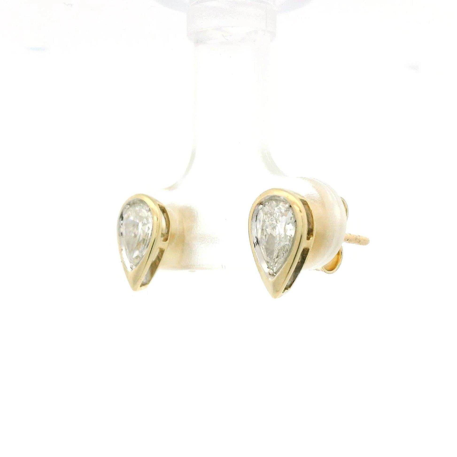 Bezel Set Pear Shape Diamond Studs - Forever Rox