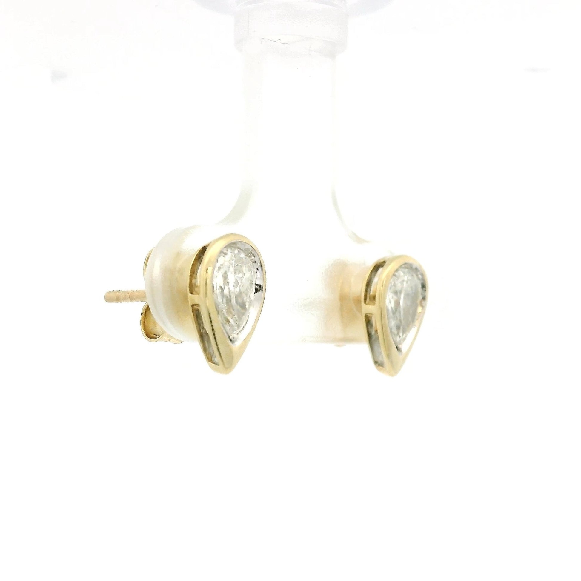 Bezel Set Pear Shape Diamond Studs - Forever Rox