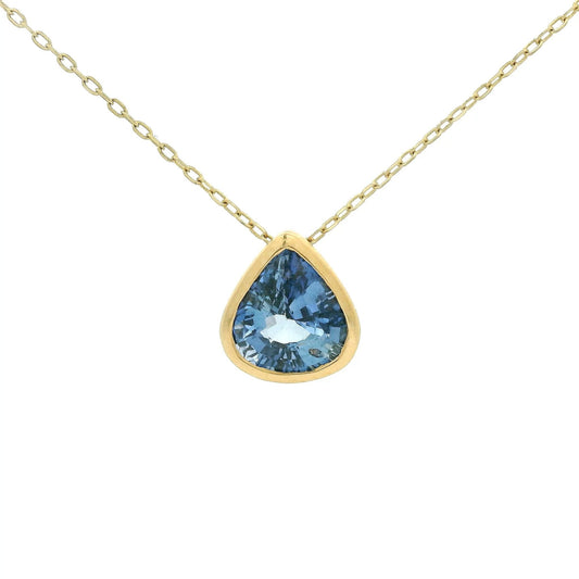 Bezel Set Pear Shaped Ceylon Sapphire Pendant - Forever Rox Fine Jewelry