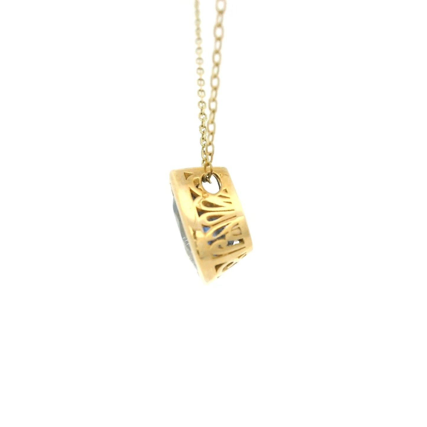 Bezel Set Pear Shaped Ceylon Sapphire Pendant - Forever Rox Fine Jewelry