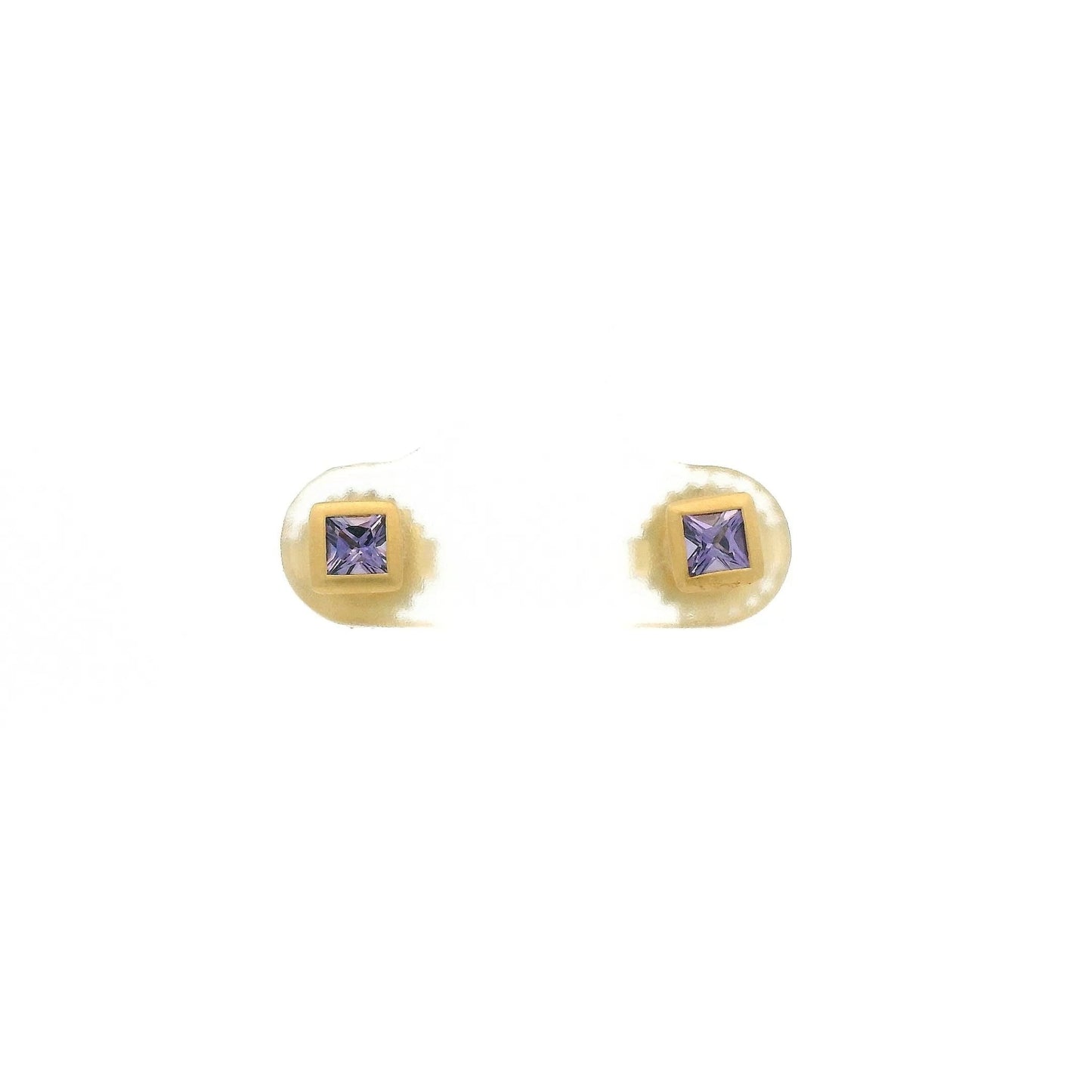 Bezel Set Princess Cut Purple Sapphire Studs - Forever Rox Fine Jewelry