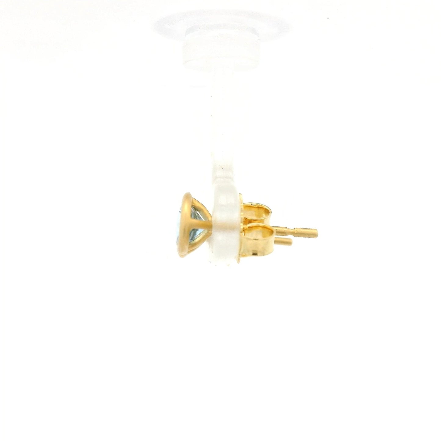 Bezel Set Round Cut Aquamarine Studs - Forever Rox Fine Jewelry