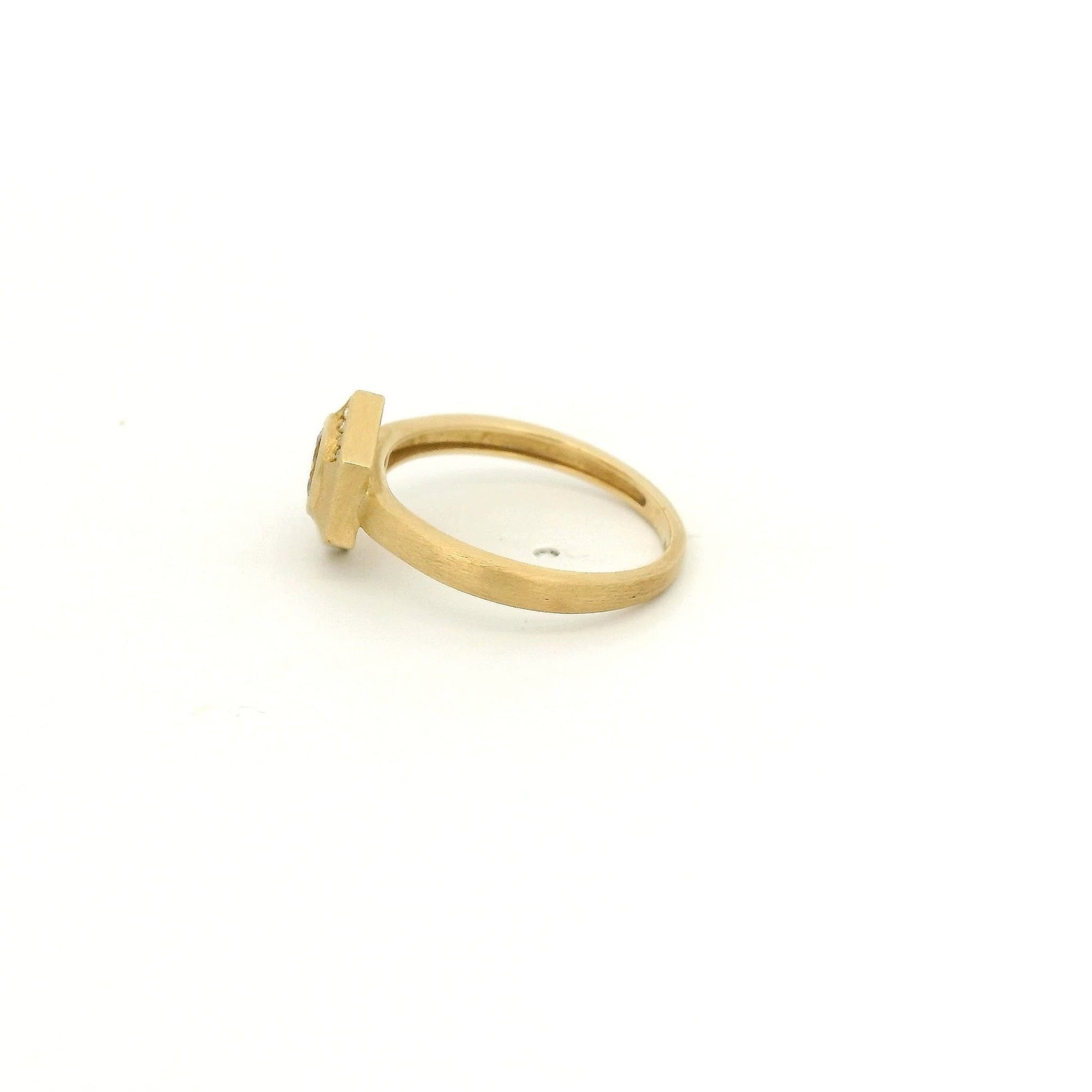 Bezel Set Round Cut Citrine & Diamond Hexagon Ring - Forever Rox Fine Jewelry