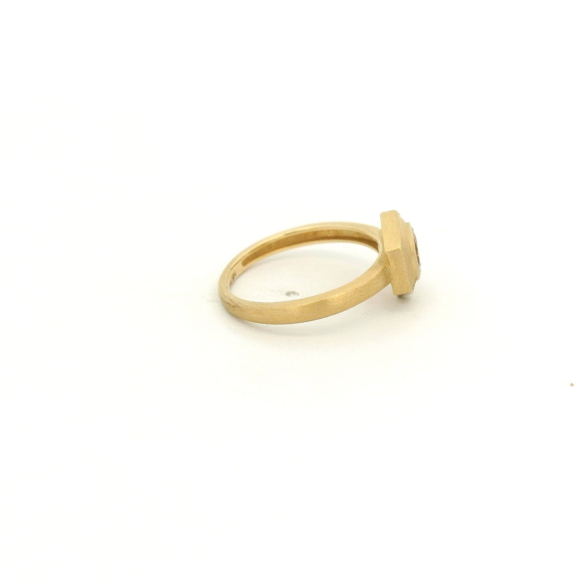 Bezel Set Round Cut Citrine & Diamond Hexagon Ring - Forever Rox Fine Jewelry