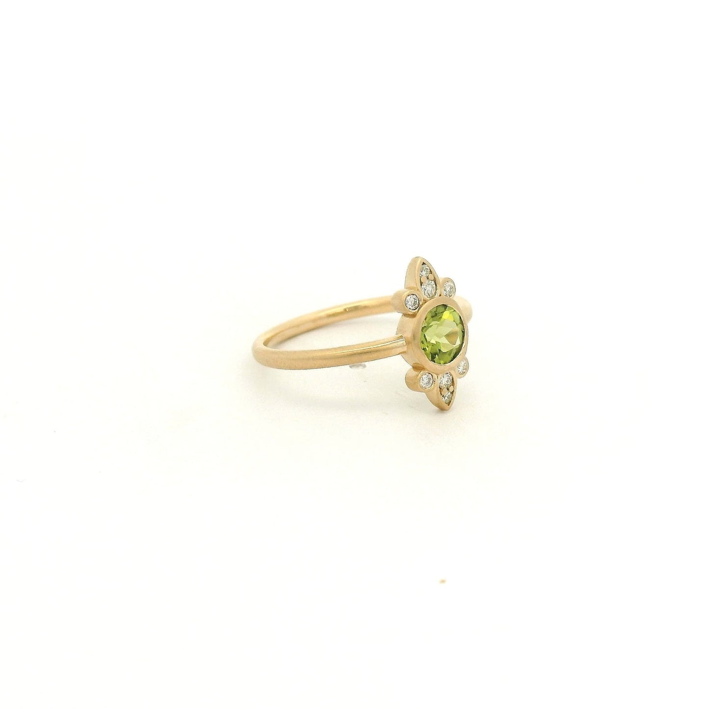 Bezel Set Round Cut Peridot & Diamond Burst Ring - Forever Rox Fine Jewelry