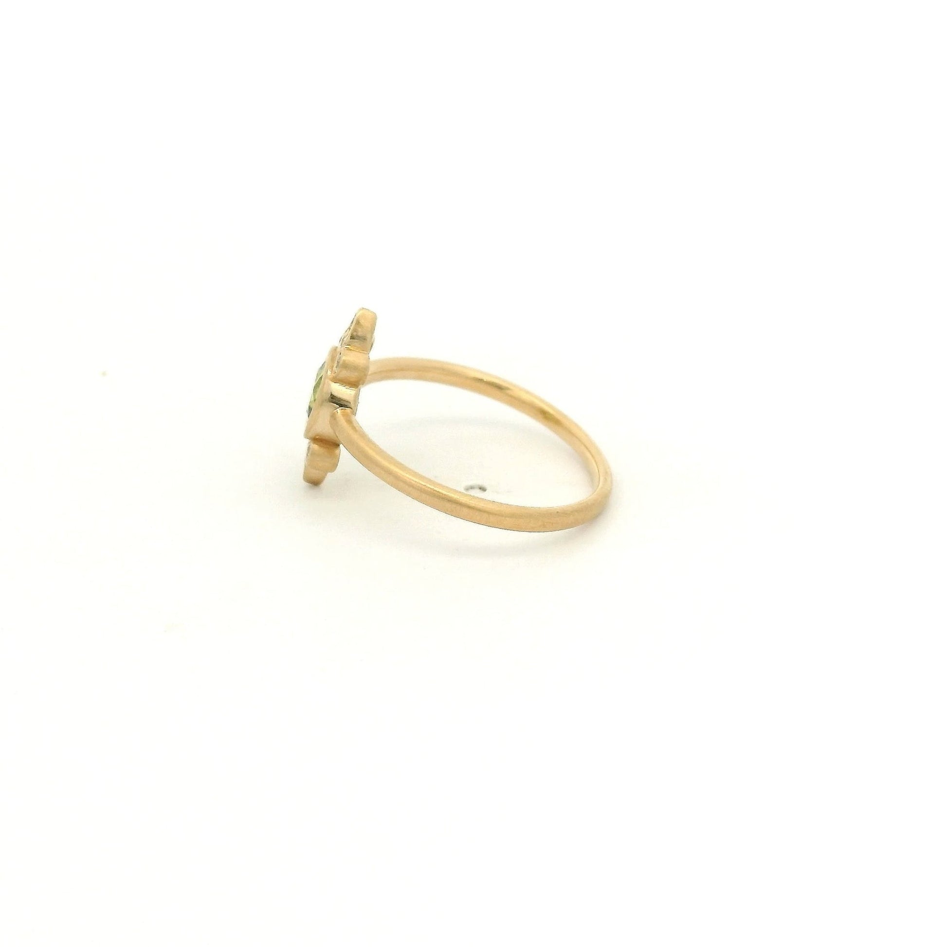 Bezel Set Round Cut Peridot & Diamond Burst Ring - Forever Rox Fine Jewelry