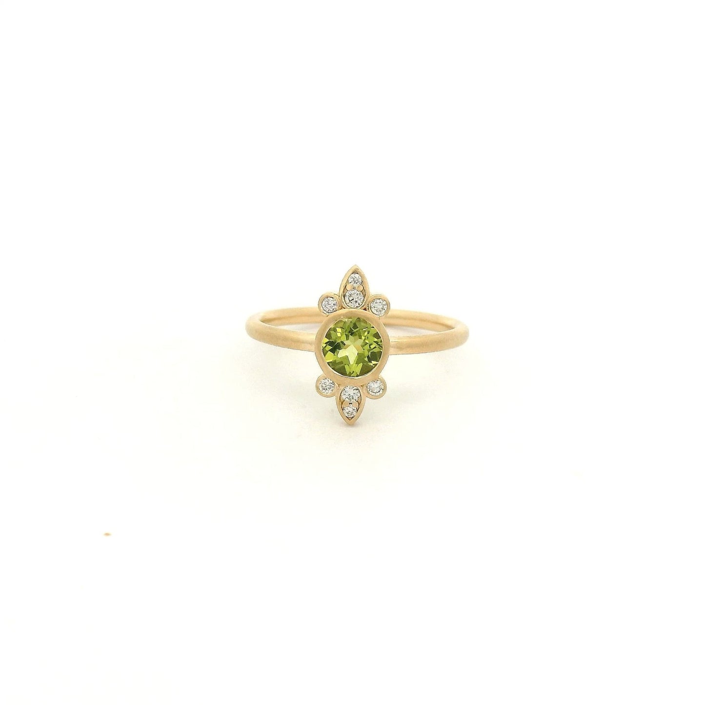 Bezel Set Round Cut Peridot & Diamond Burst Ring - Forever Rox Fine Jewelry