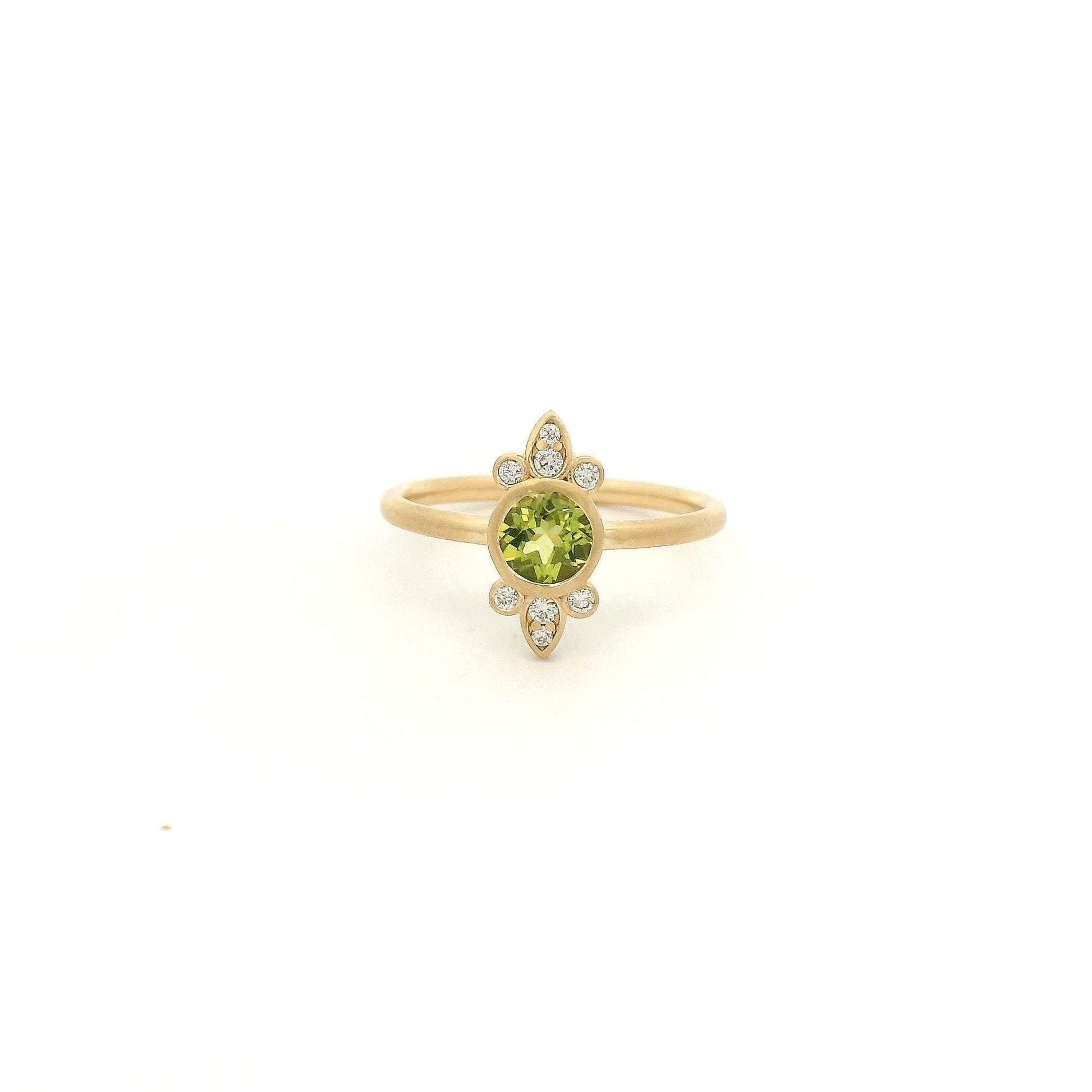 Bezel Set Round Cut Peridot & Diamond Burst Ring - Forever Rox Fine Jewelry