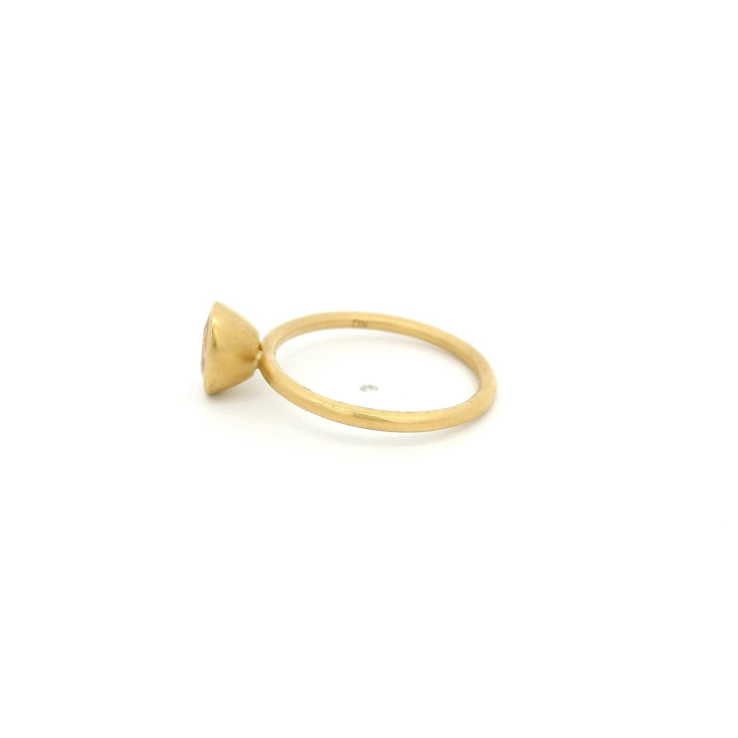 Bezel Set Solitair Oval Cut Peach Sapphire Ring - Forever Rox Fine Jewelry