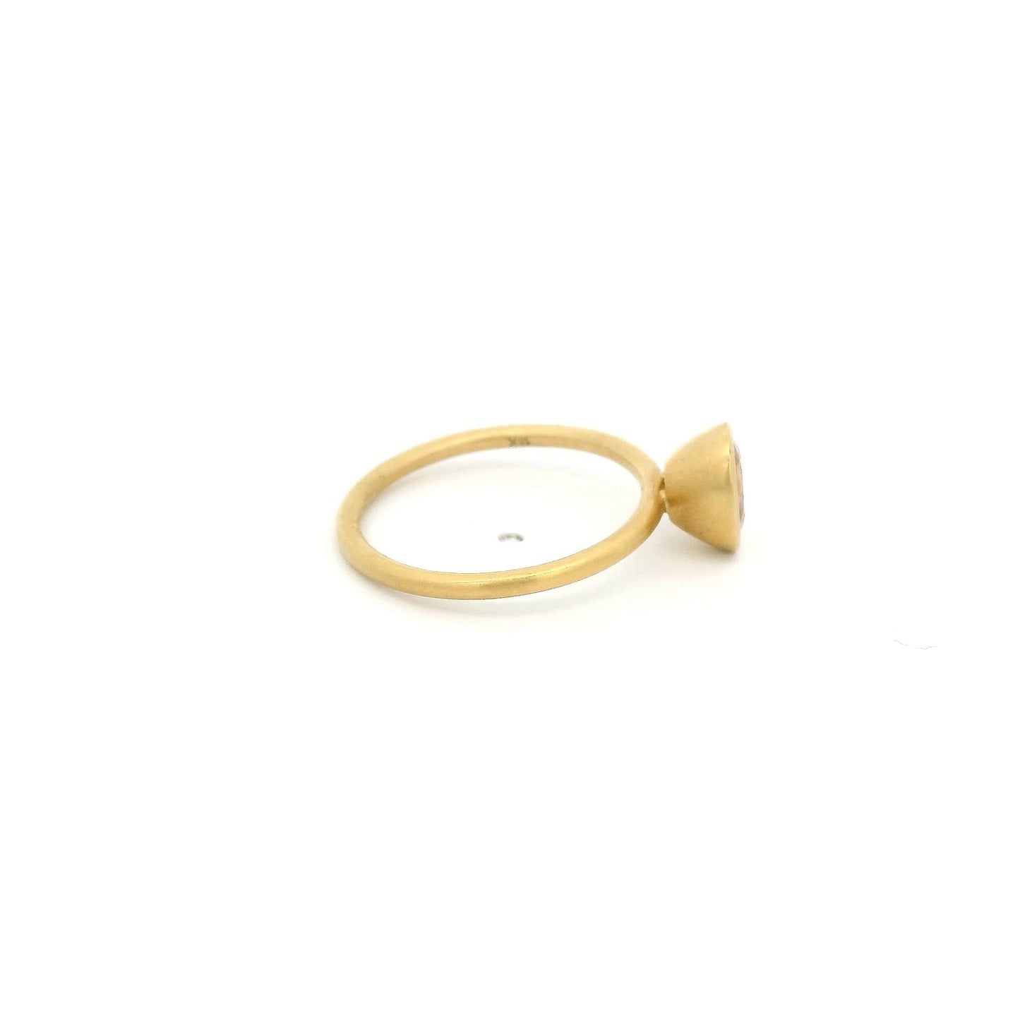 Bezel Set Solitair Oval Cut Peach Sapphire Ring - Forever Rox Fine Jewelry