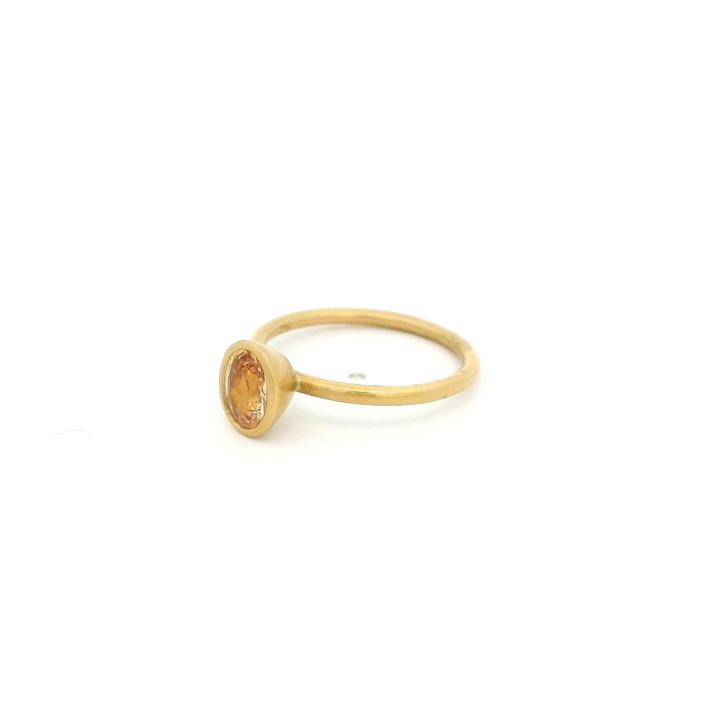 Bezel Set Solitair Oval Cut Peach Sapphire Ring - Forever Rox Fine Jewelry