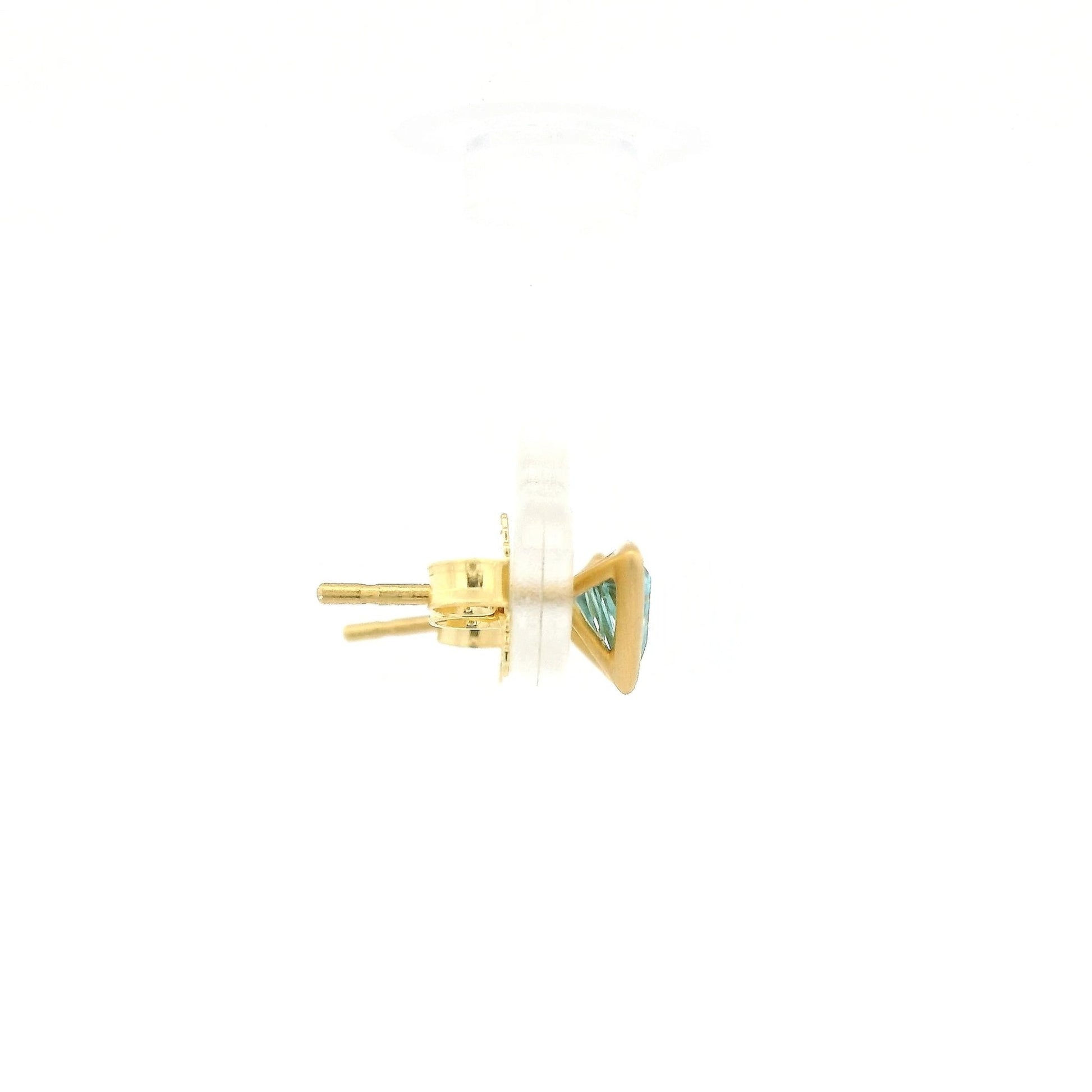 Bezel Set Triangle Cut Blue Zircon Studs - Forever Rox Fine Jewelry