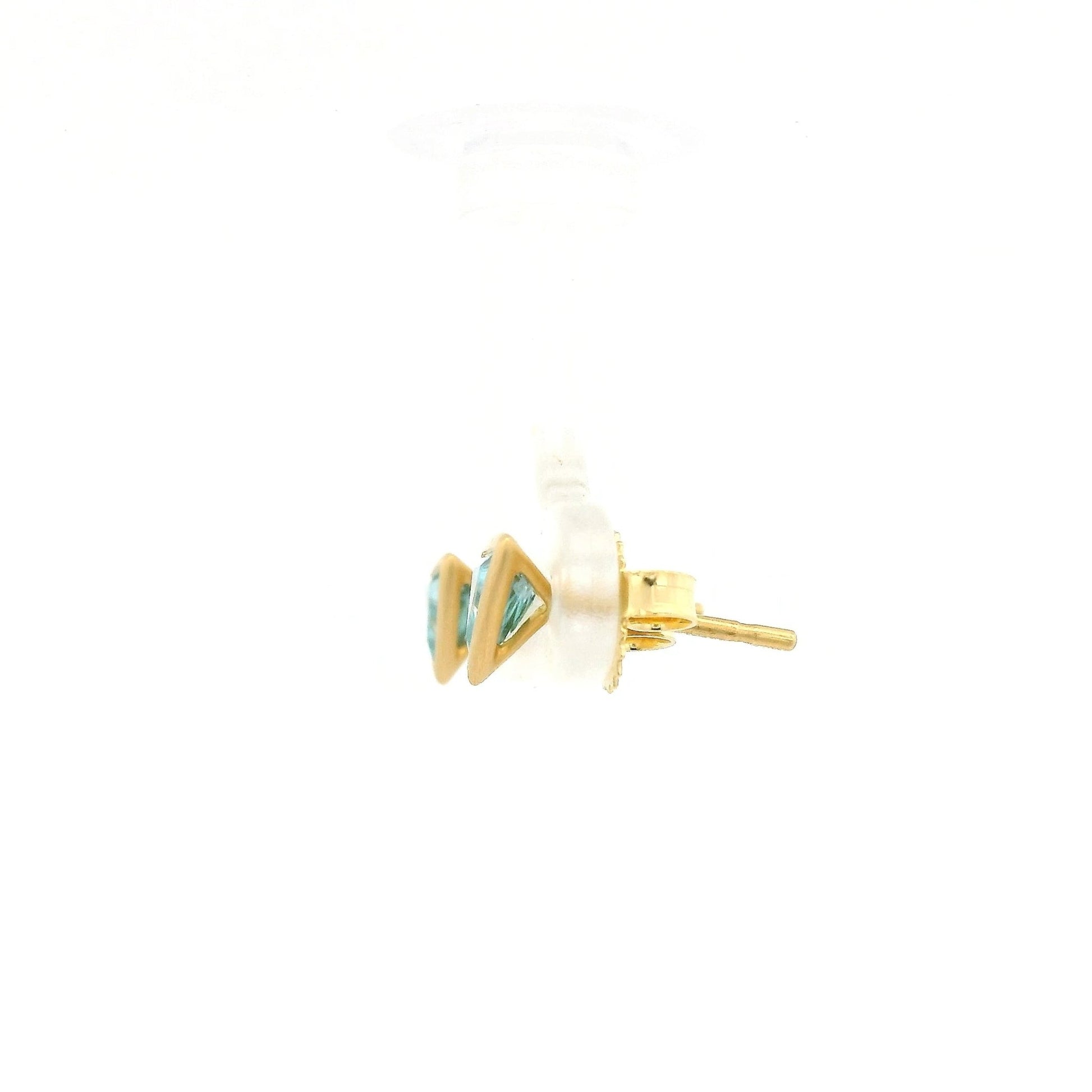 Bezel Set Triangle Cut Blue Zircon Studs - Forever Rox Fine Jewelry