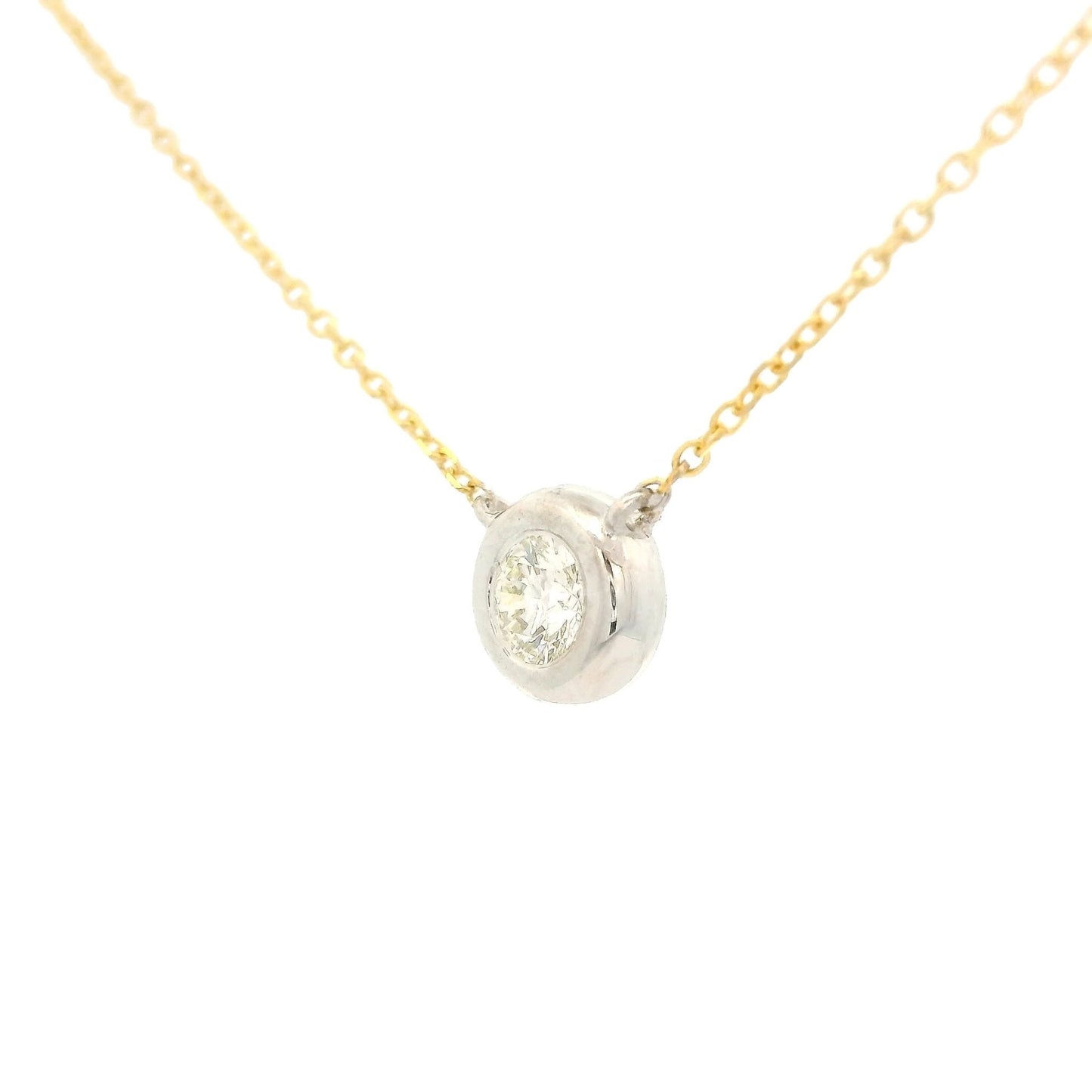 Bezel Set Two Tone Diamond Pendant - Forever Rox
