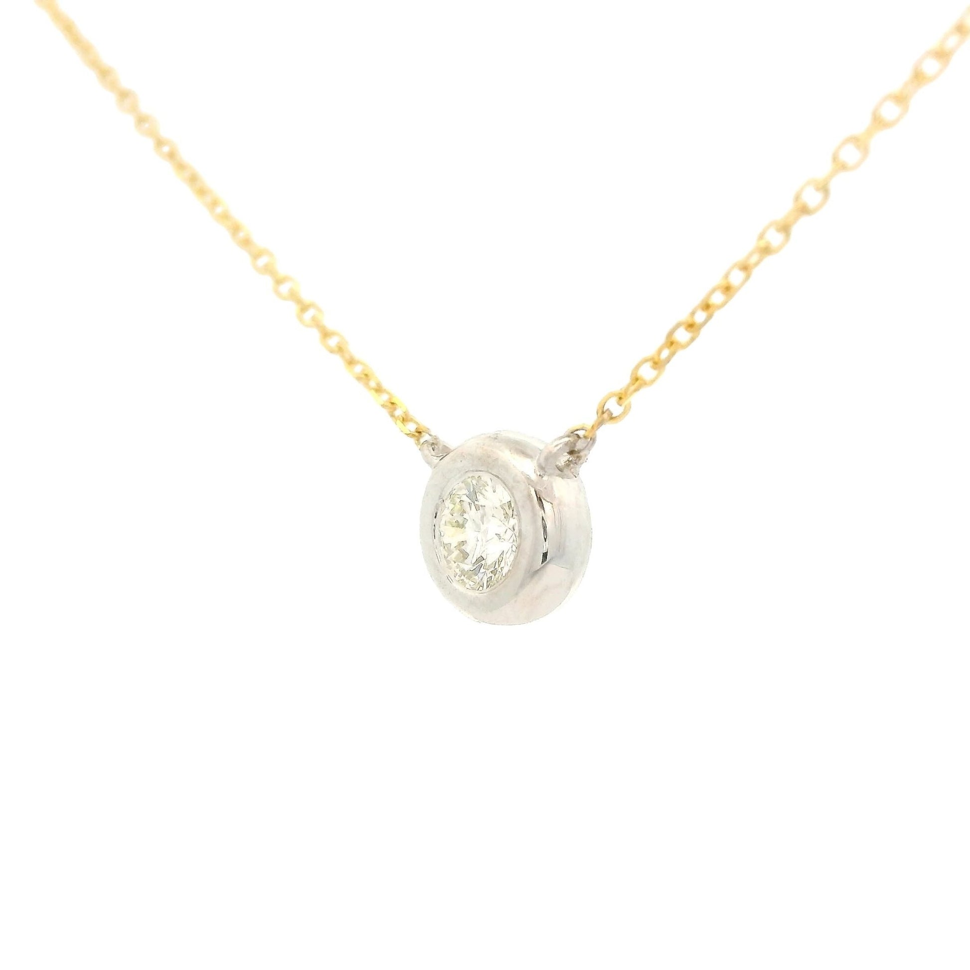 Bezel Set Two Tone Diamond Pendant - Forever Rox