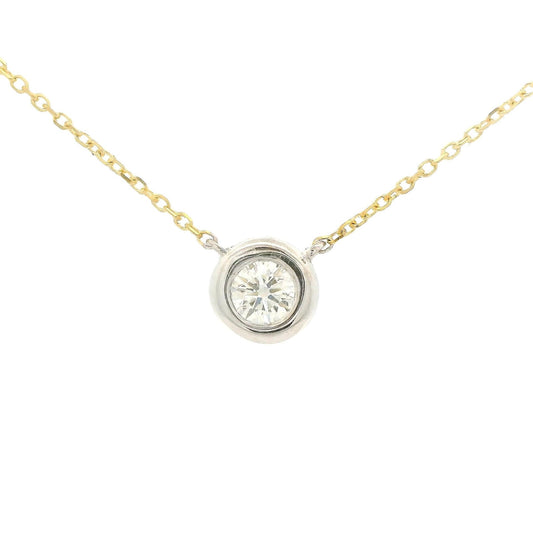 Bezel Set Two Tone Diamond Pendant - Forever Rox