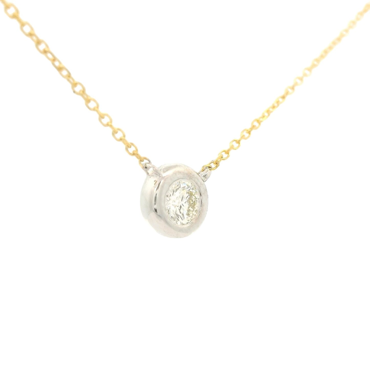 Bezel Set Two Tone Diamond Pendant - Forever Rox
