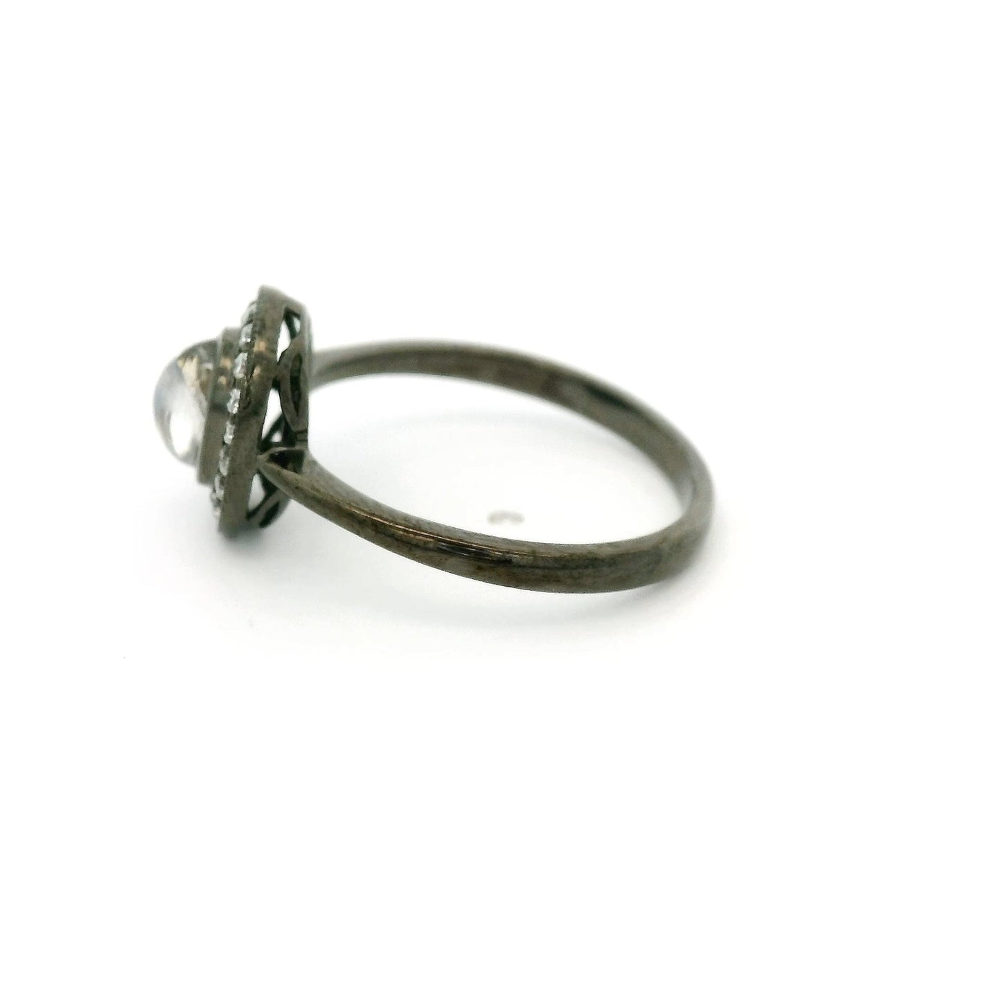 Black Rhodium Moonstone & Diamond Ring - Forever Rox