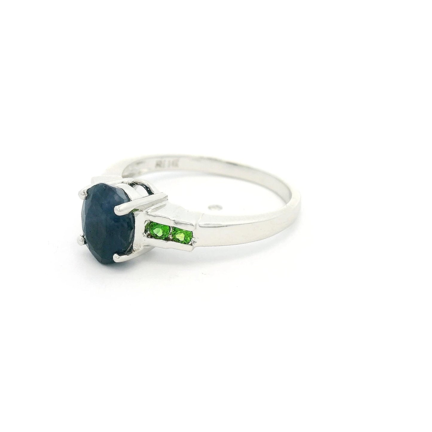 Blue Oval Sapphire & Green Chrome Diopside Ring - Forever Rox