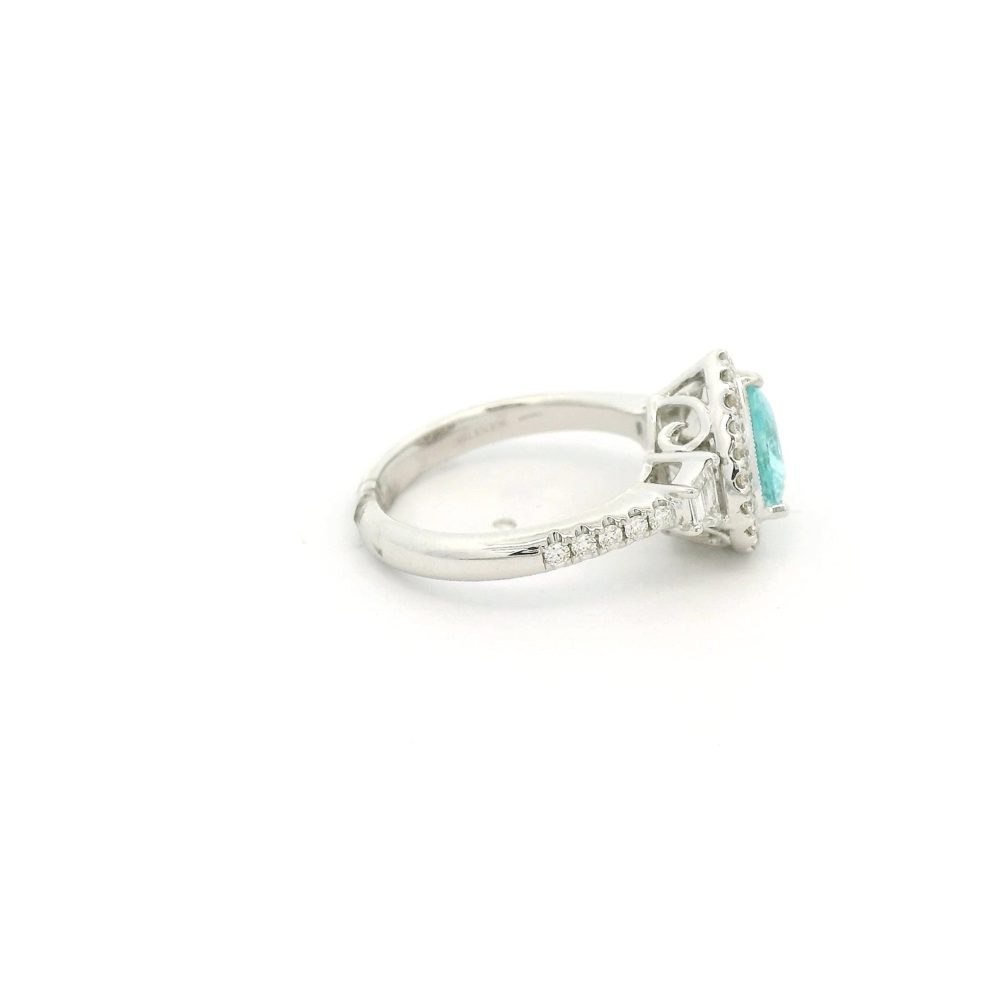 Blue Paraíba Tourmaline Ring With Trapazoid & Round Cut Diamonds - Forever Rox Fine Jewelry