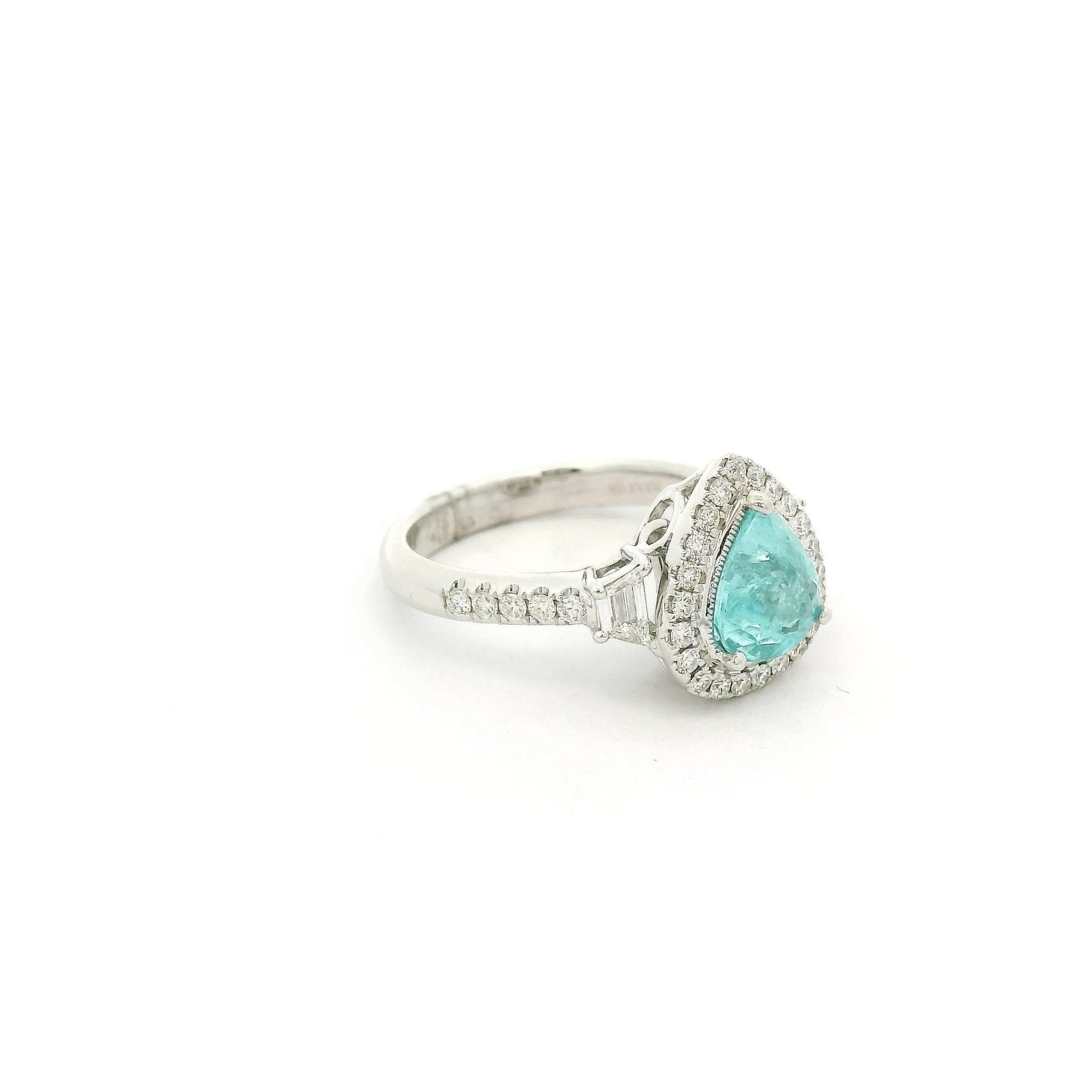Blue Paraíba Tourmaline Ring With Trapazoid & Round Cut Diamonds - Forever Rox Fine Jewelry