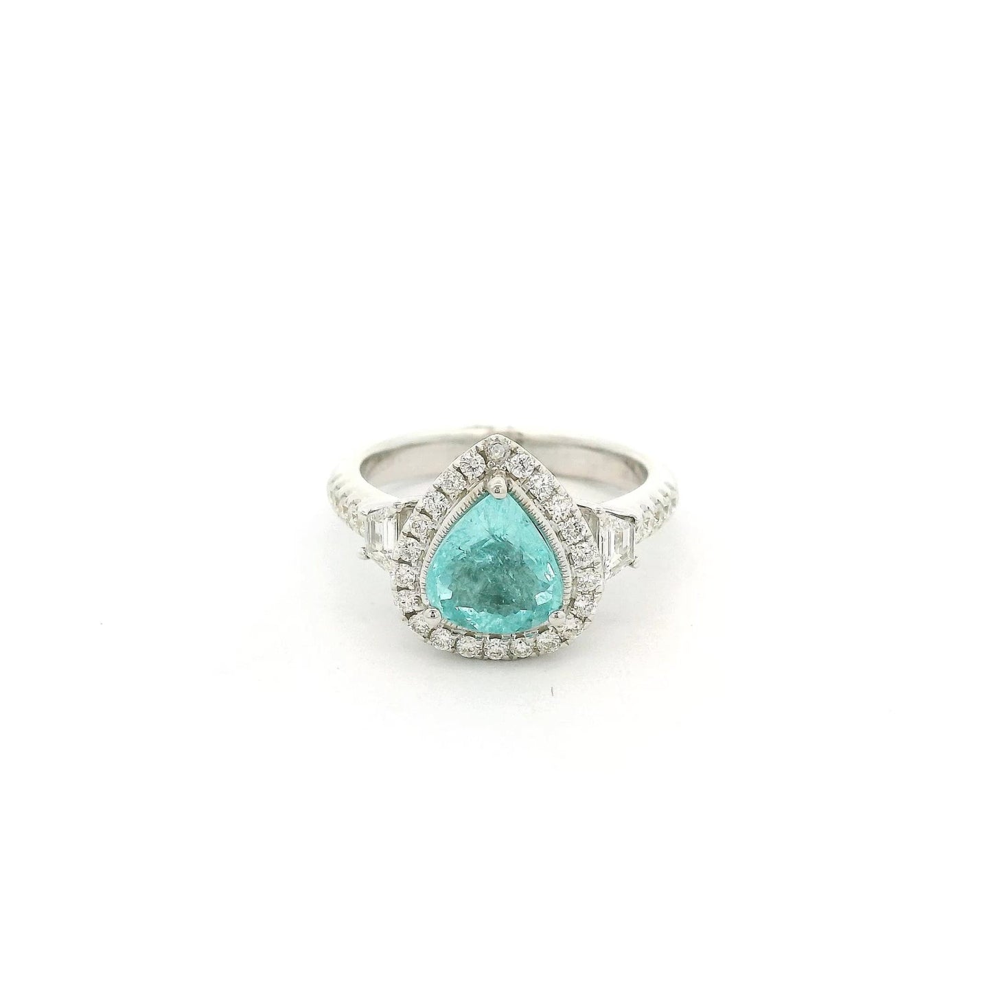 Blue Paraíba Tourmaline Ring With Trapazoid & Round Cut Diamonds - Forever Rox Fine Jewelry
