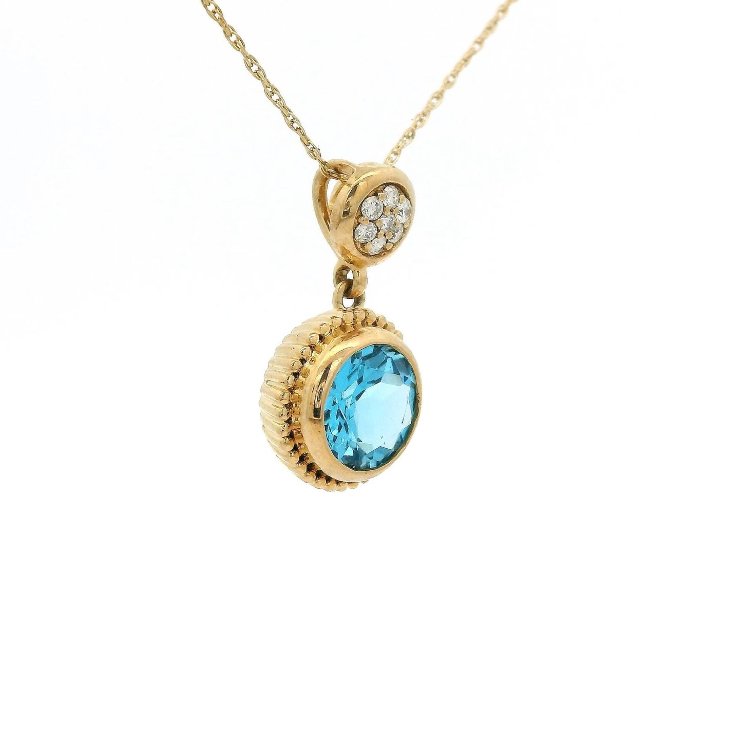 Blue Topaz & Diamond Pendant - Forever Rox Fine Jewelry