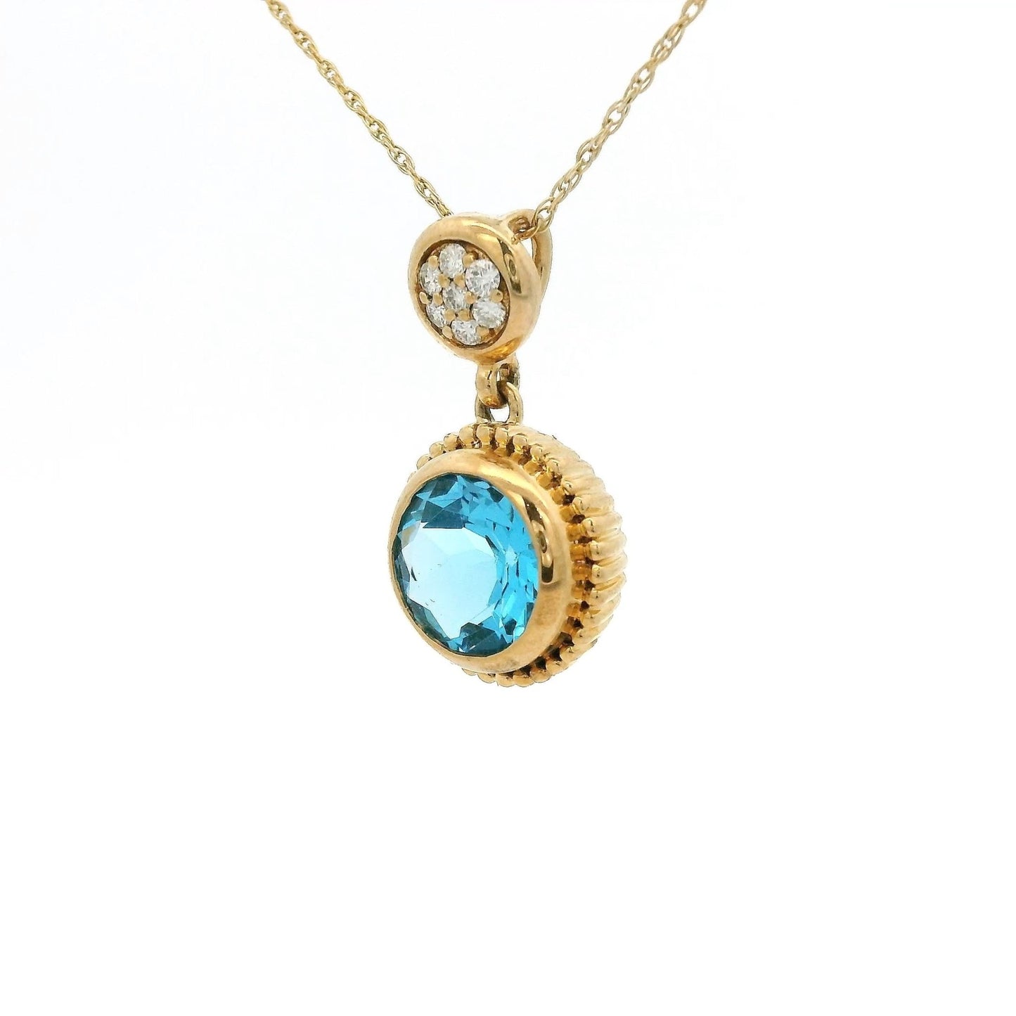 Blue Topaz & Diamond Pendant - Forever Rox Fine Jewelry