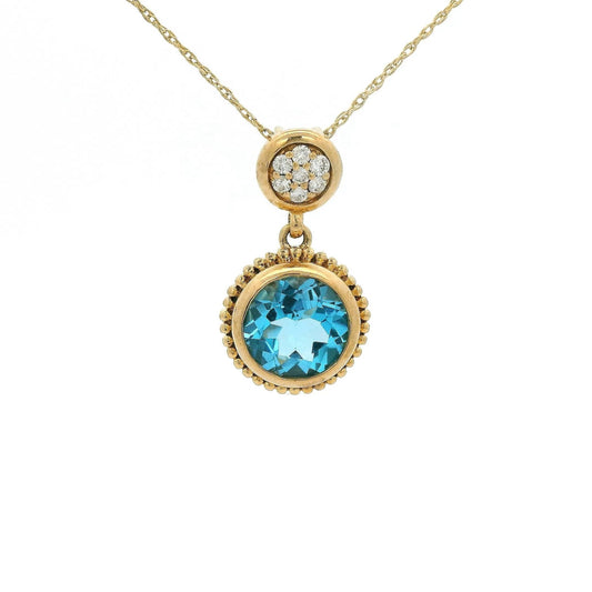 Blue Topaz & Diamond Pendant - Forever Rox Fine Jewelry