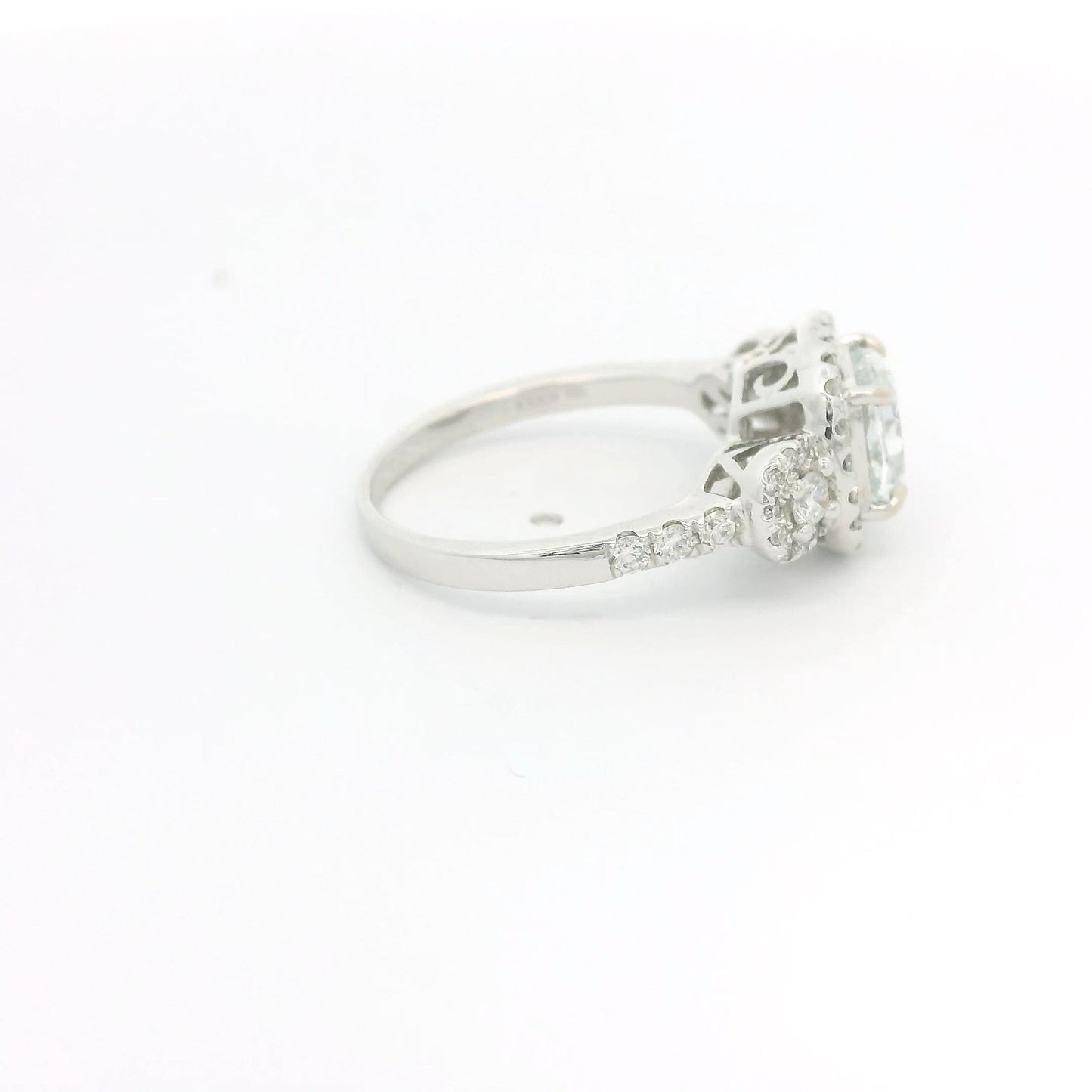 Blueish Tint Cushion Cut Diamond Ring - Forever Rox