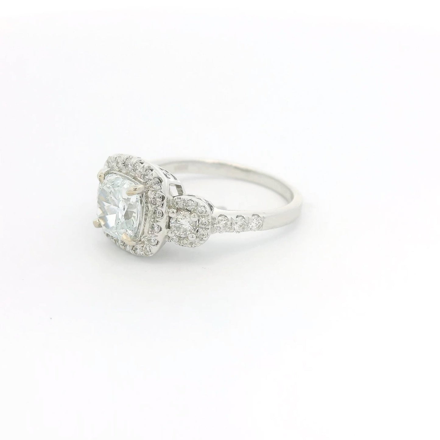 Blueish Tint Cushion Cut Diamond Ring - Forever Rox