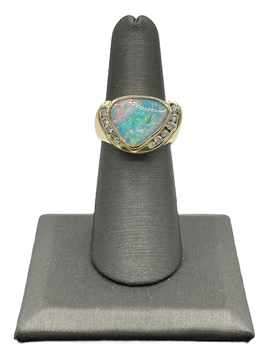 Boulder Opal Ring With Diamonds - Forever Rox