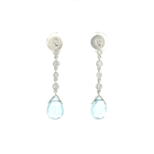 Briolette Aquamarine & Diamond Dangles - Forever Rox