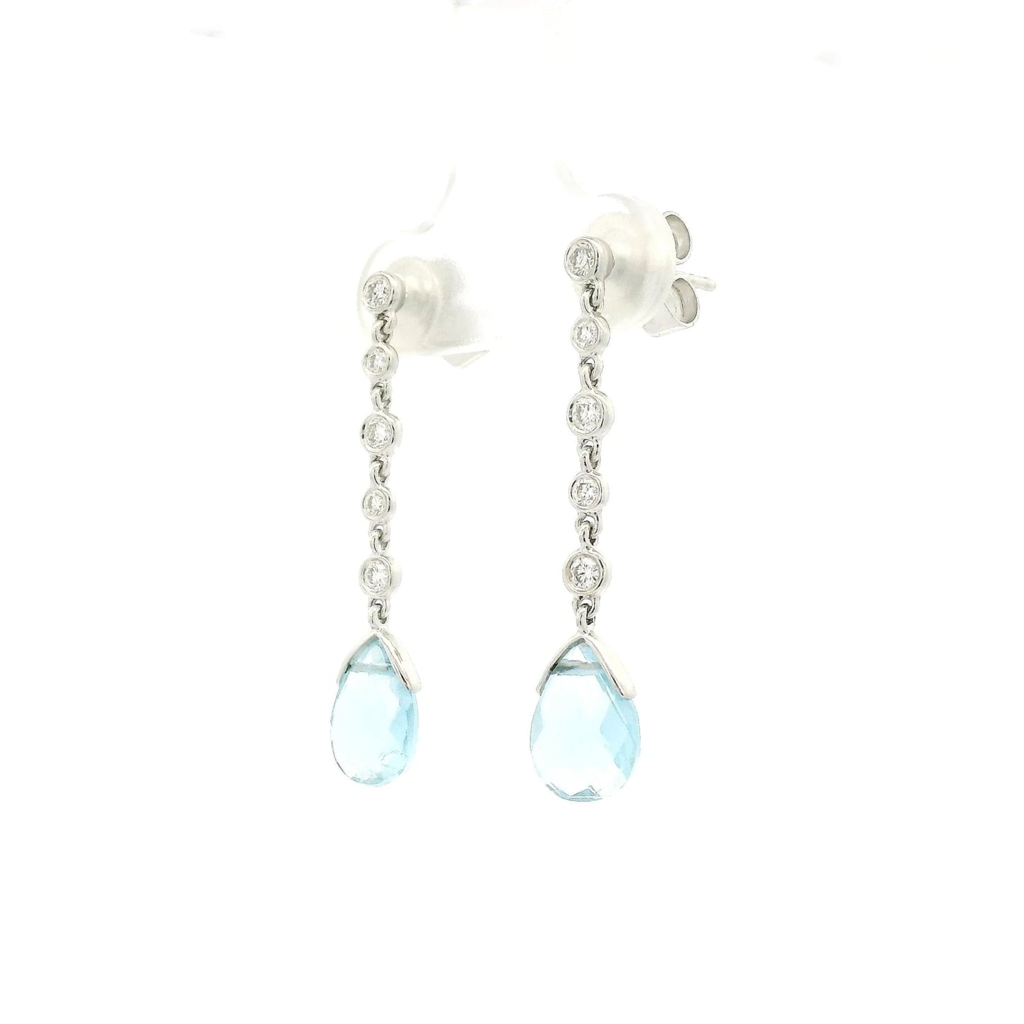 Briolette Aquamarine & Diamond Dangles - Forever Rox