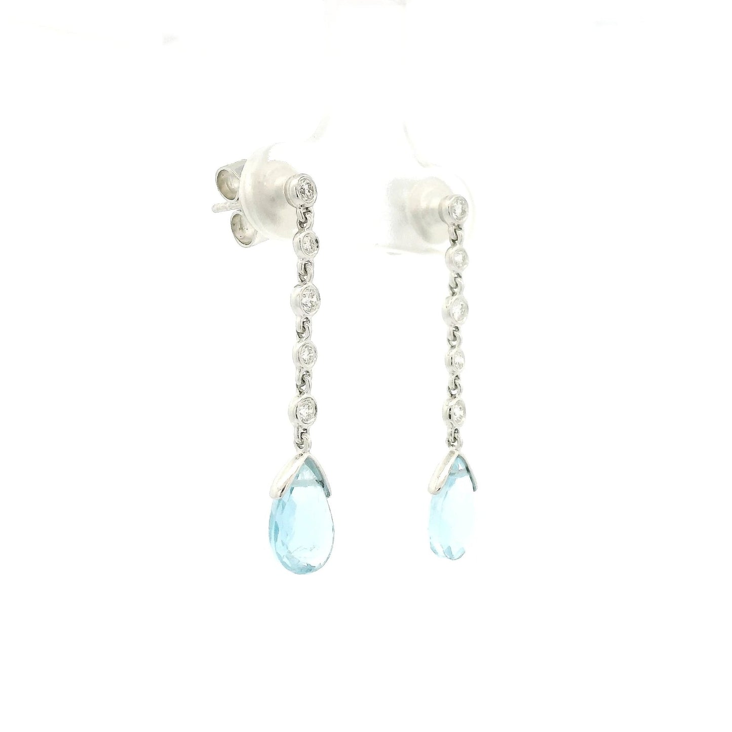 Briolette Aquamarine & Diamond Dangles - Forever Rox