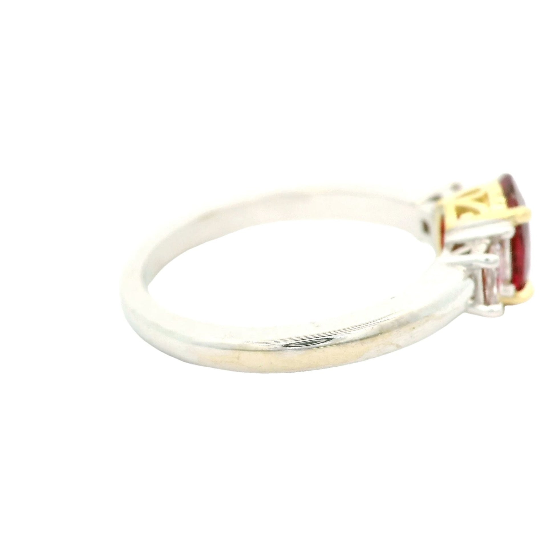 Burma Ruby & Square Emerald Cut Diamond Ring - Forever Rox