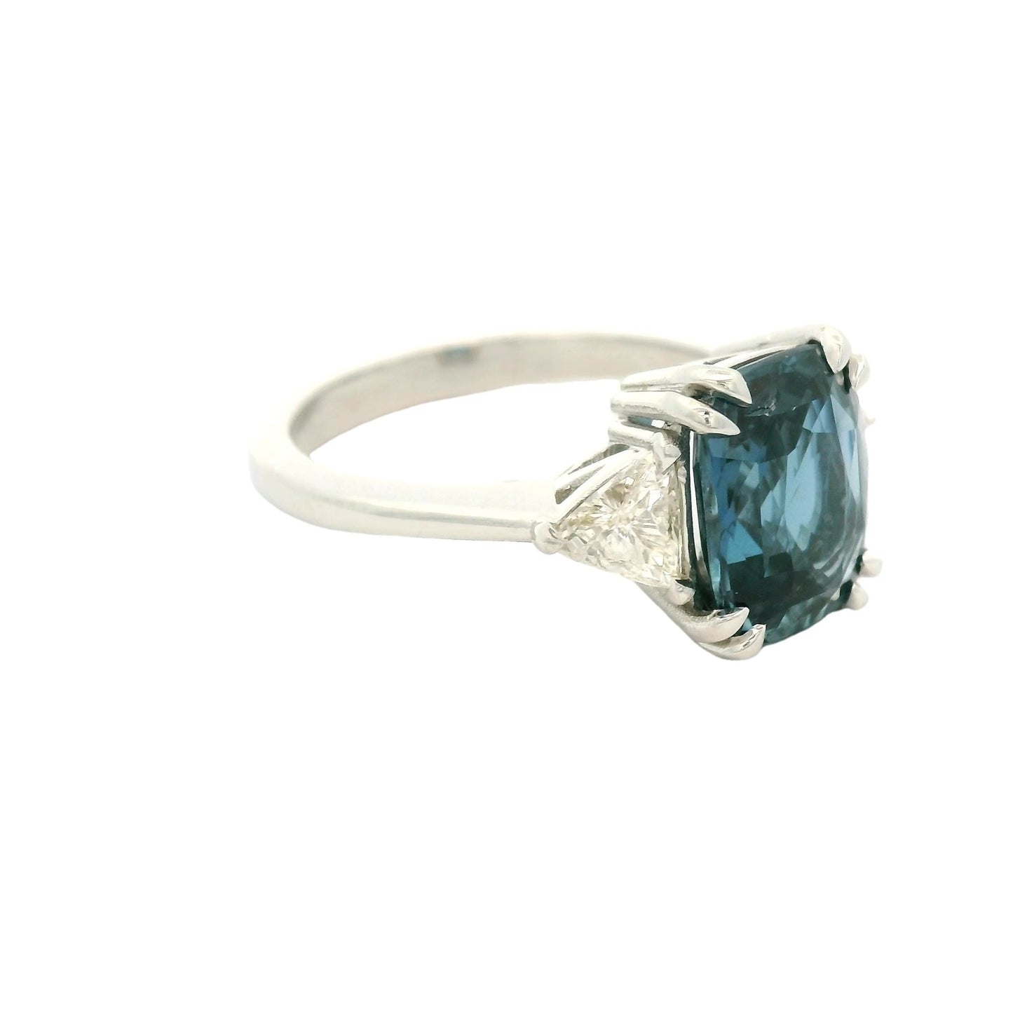 Ceylon Sapphire & Trillion Cut Diamond Ring - Forever Rox