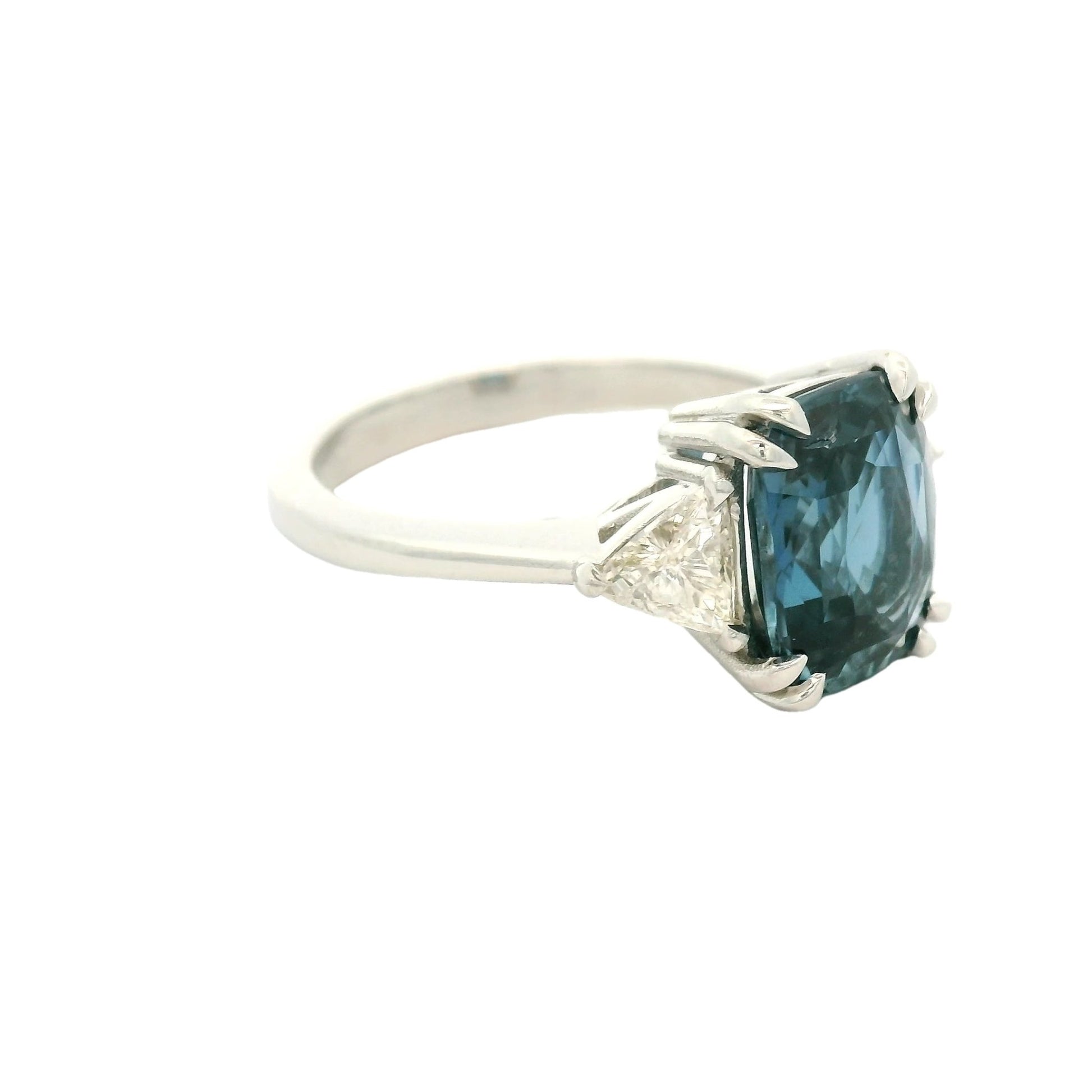 Ceylon Sapphire & Trillion Cut Diamond Ring - Forever Rox