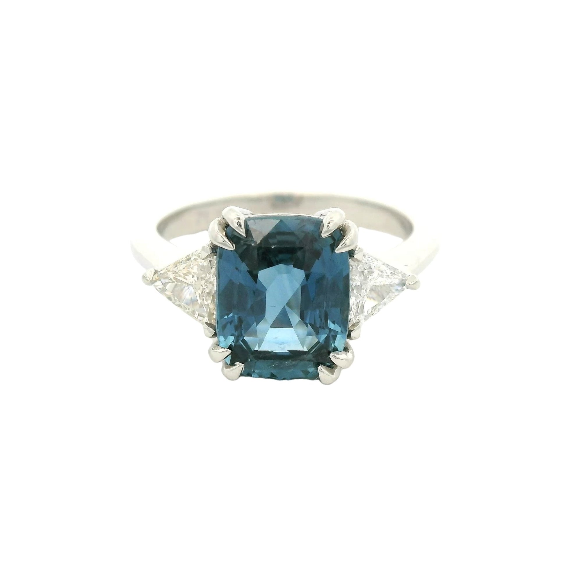 Ceylon Sapphire & Trillion Cut Diamond Ring - Forever Rox