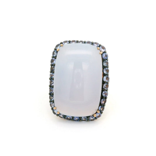 Chalcedony, Tanzanite & Diamond Ring - Forever Rox