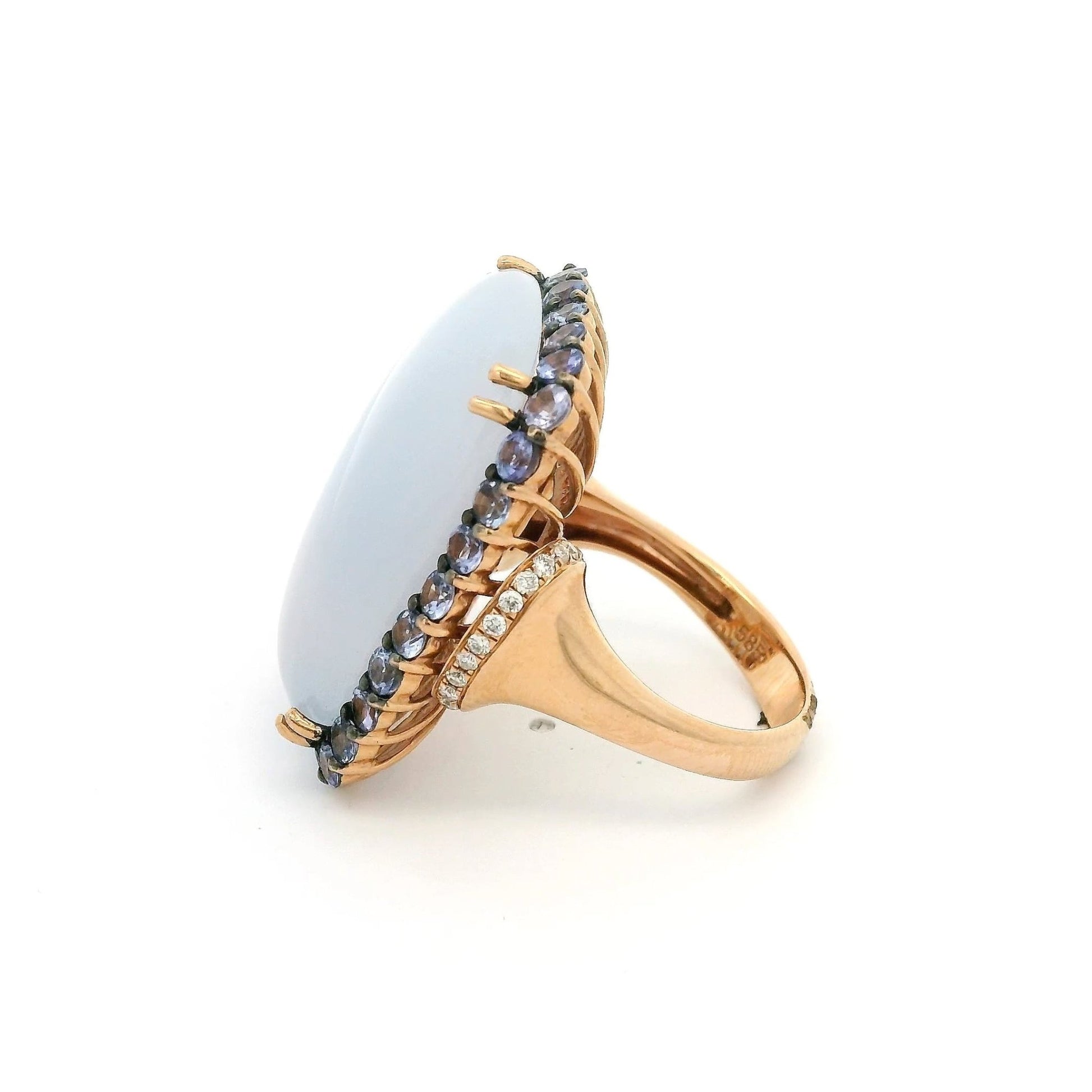 Chalcedony, Tanzanite & Diamond Ring - Forever Rox