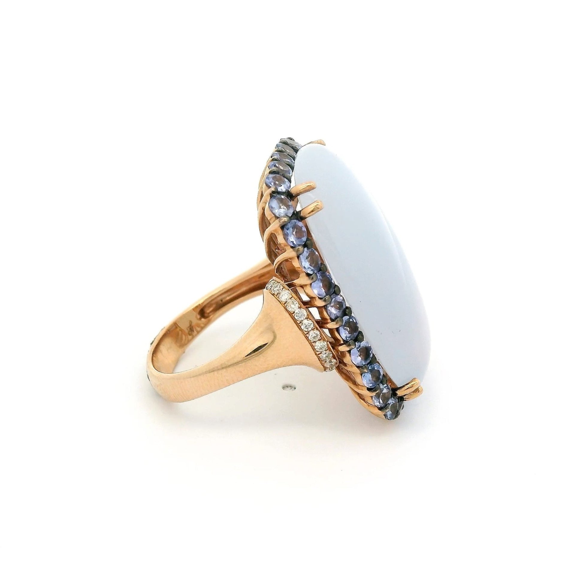 Chalcedony, Tanzanite & Diamond Ring - Forever Rox