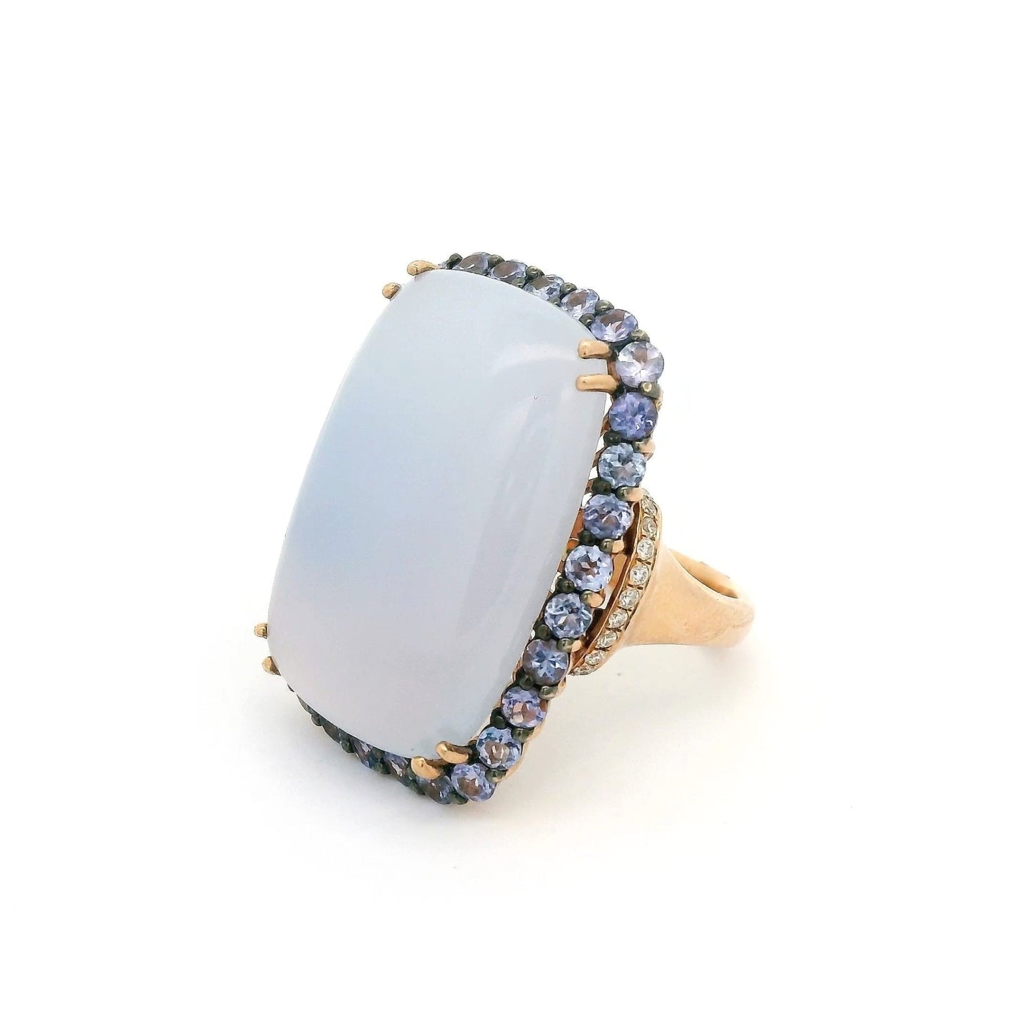 Chalcedony, Tanzanite & Diamond Ring - Forever Rox